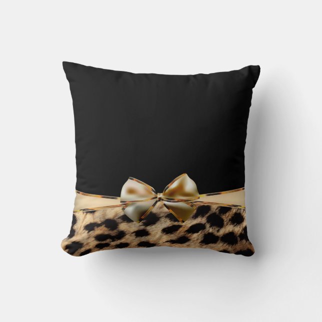 Coussin Imprimé animal noir et or léopard guépard (Recto)