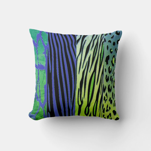 Coussin imprimé animal noir et violet (Recto)