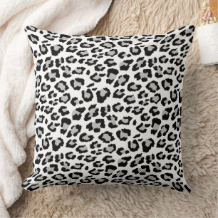 Coussin Imprimé animalier léopard noir gris classique