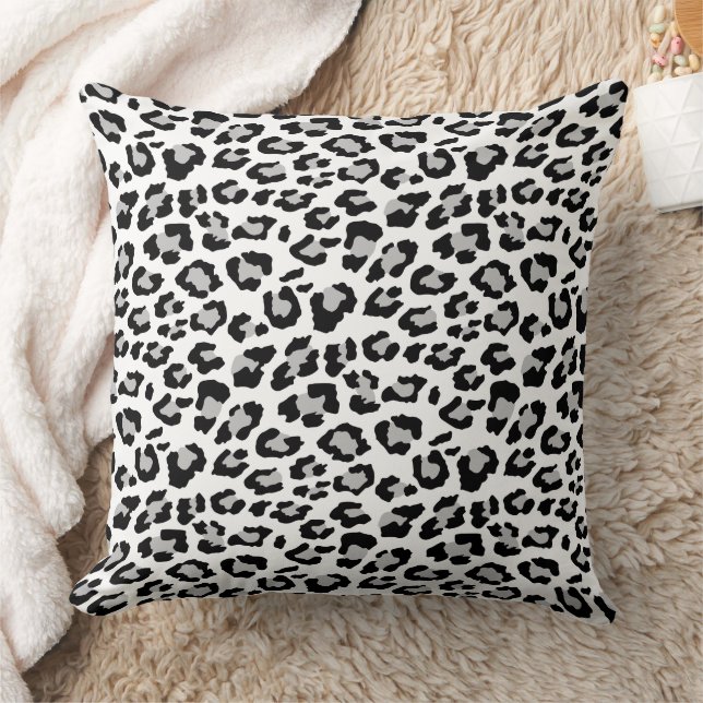 Coussin Imprimé animalier léopard noir gris classique (Couverture)