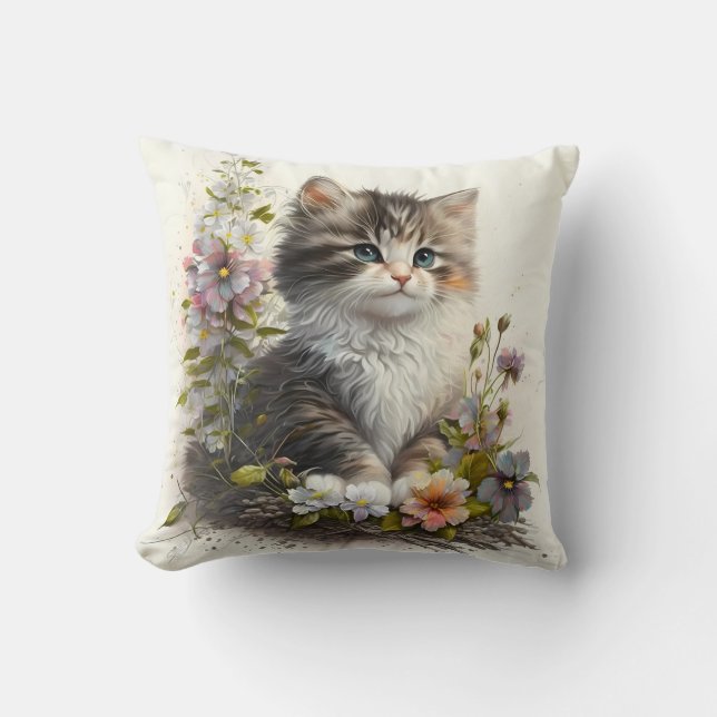 Coussin Imprimé aquarelle adorable de chatons Ragamuffin (Recto)