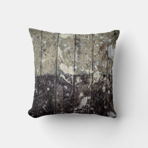 Coussin Imprimé blanc sur bois brun