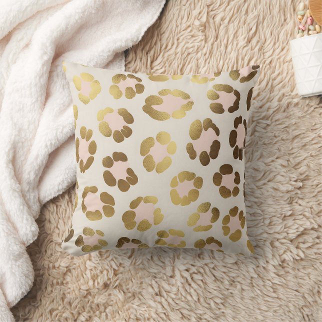 Coussin Imprimé chic léopard doré et rose pastel Animal (Couverture)