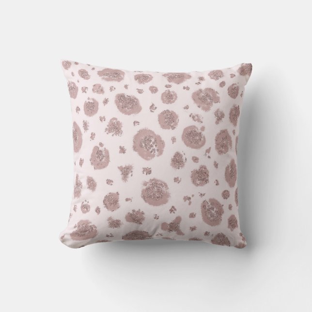 Coussin Imprimé chic léopard guépard rose qui rougit  (Recto)