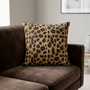 Coussin Imprimé chic léopard taches de guépard marron noir