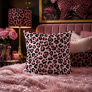 Coussin Imprimé d'animal à motif léopard rose pastel
