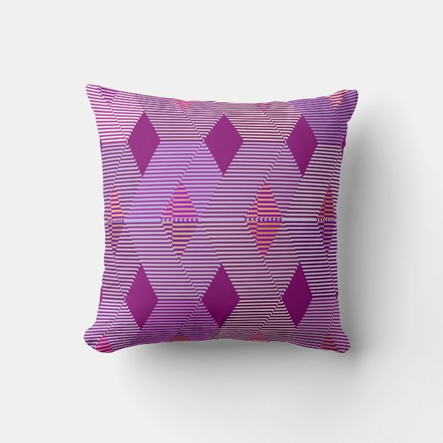 Coussin Imprimé diamant moderne du milieu du siècle, viole (Recto)