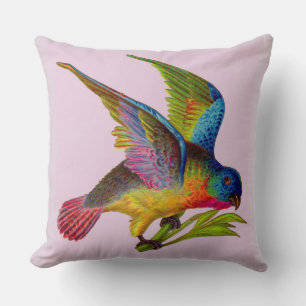 Coussin imprimé d'oiseau victorien ultra coloré