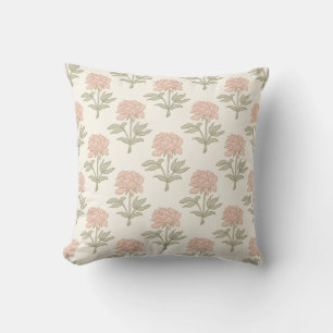 Coussin Imprimé floral de pivoine bloc vintage cottage ros