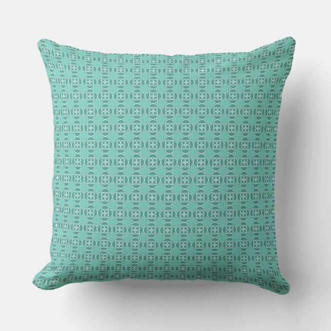 Coussin Imprimé géométrique petit sarcelle et turquoise (Recto)