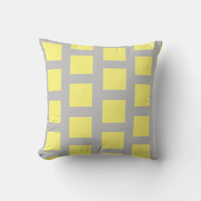 Coussin imprimé gris et jaune, (Recto)