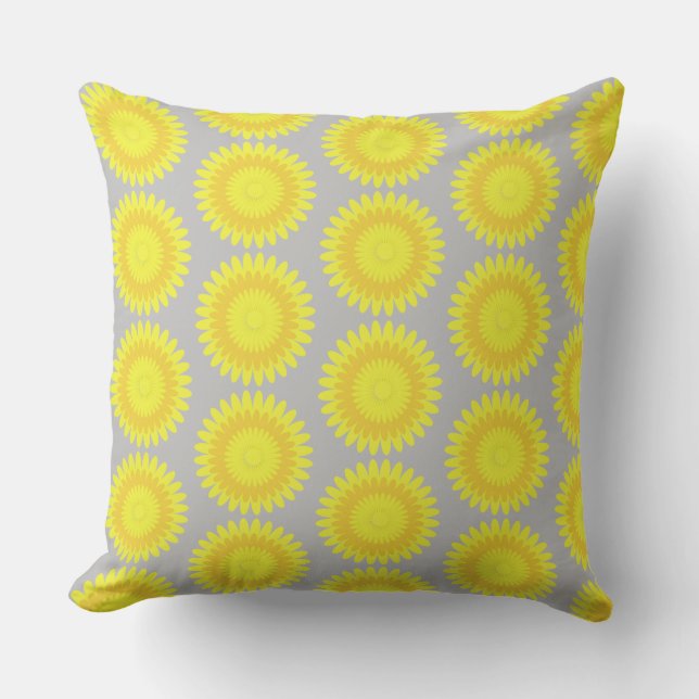Coussin imprimé gris et jaune, (Recto)