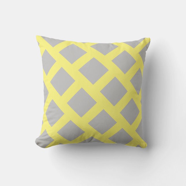 Coussin imprimé gris et jaune, (Recto)