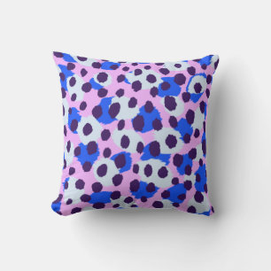 Coussin Imprimé guépard rose bleu chic et coloré
