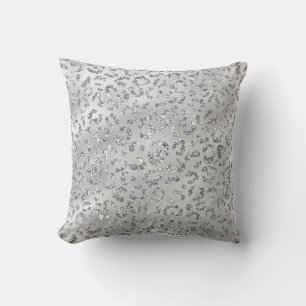 Coussin Imprimé léopard gris argenté moderne élégant anima