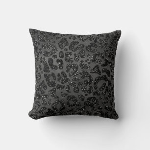 Coussin Imprimé léopard pailleté noir