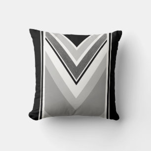 Coussin Imprimé rayé métallisé noir, gris diagonal