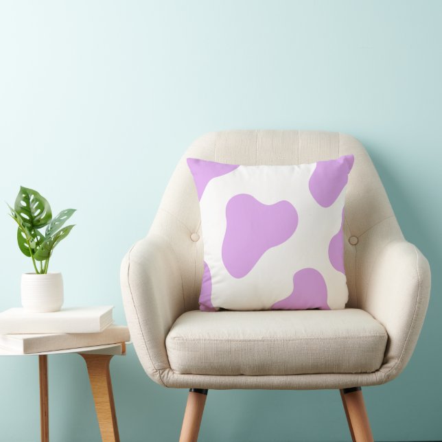 Coussin imprimé vache lavande et blanc – Mignon  (Chaise)