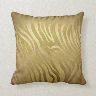 Coussin Imprimé zèbre bronze doré Safari Jungle Glam