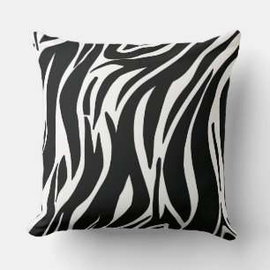 Coussin imprimé zèbre noir et blanc moderne