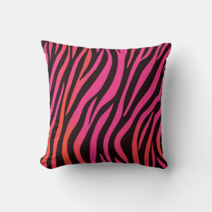 Coussin Imprimé zèbre orange et rose vibrant