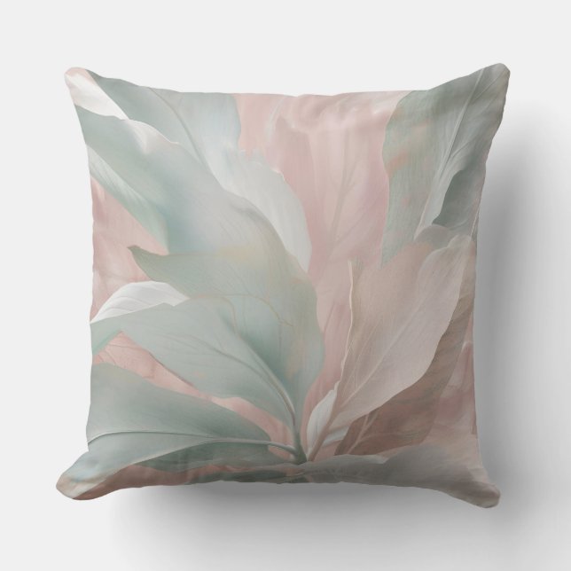 Coussin Imprimer Botanique Côtière Verte et Rose (Recto)