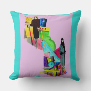 Coussin Imprimerie art déco féminine des années 1930