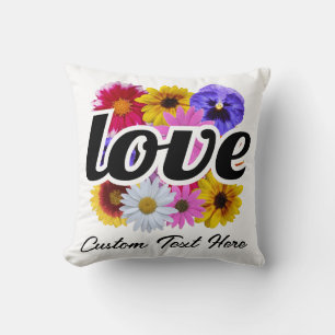 Coussin In Bloom - Amour avec Bouquet Floral Carré