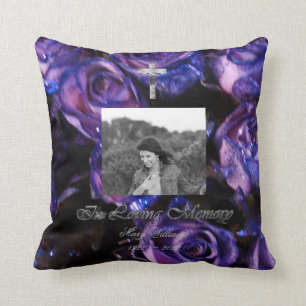 Coussin In Love Memory Cross Ajouter la photo Floral Purpl