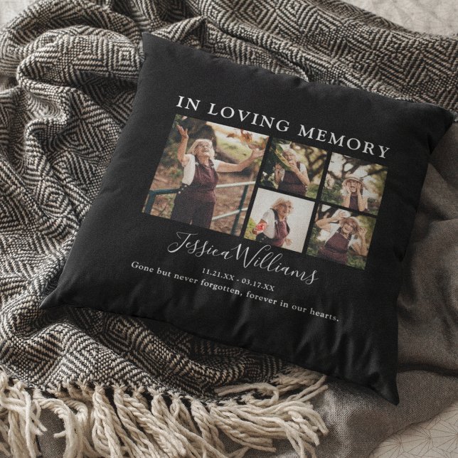 Coussin In Loving Memory | 9 Photo | Memorial Throw Pillow (Créateur téléchargé)