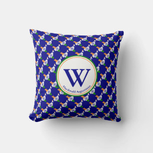 Coussin INDIA FLAG Custom Monogramme Ajouter Votre Nom BLU