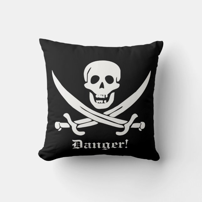 Coussin Indicateur Calico Jack Pirate Avertissement crâne  (Recto)