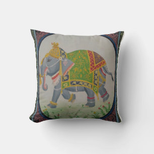 Coussin indien de peinture à l'éléphant