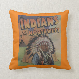 Coussin Indiens du nord-ouest - chef indien et Teepee