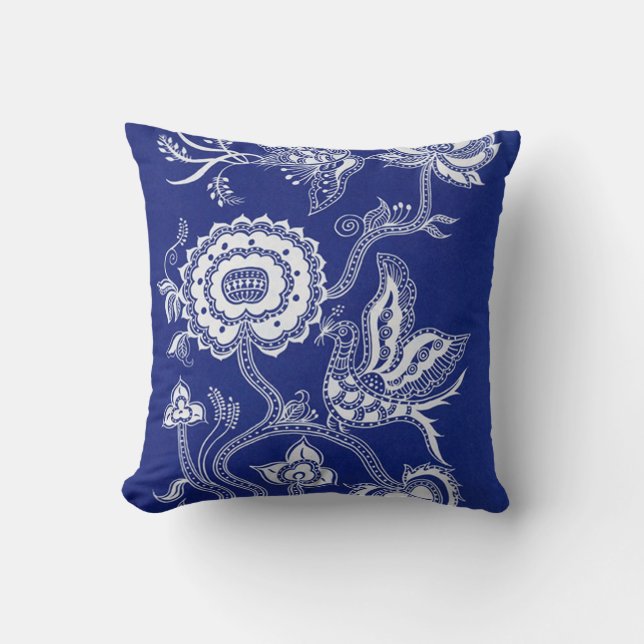 Coussin Indigo Batik chinois vintage (Recto)