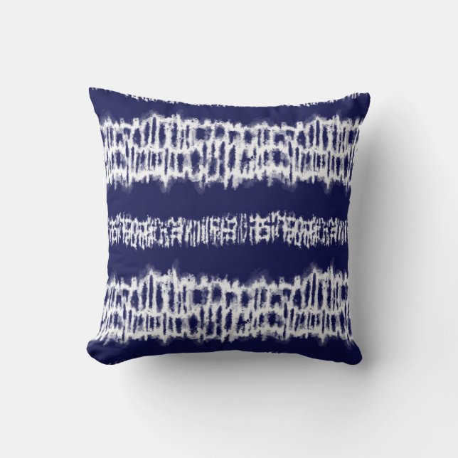 Coussin Indigo Japanese Shibori Tie Dye Stripes Imprimer (Recto)