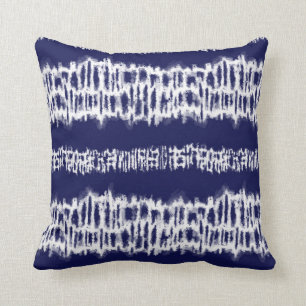 Coussin Indigo Japanese Shibori Tie Dye Stripes Imprimer
