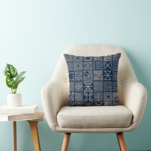 Coussin Indigo Mudcloth Déclaration de Tissage Artisanal