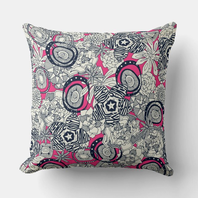 Coussin indigo rose succulent (Recto)