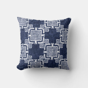Coussin Indigo tordu à damiers arrière - plan texturé.