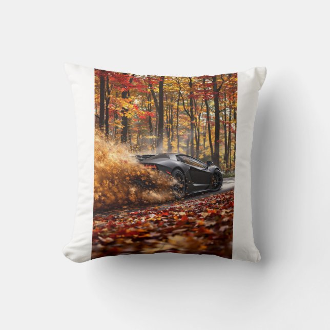 Coussin Inferno Run – Black Velocity Through Autumn Flame (Recto)