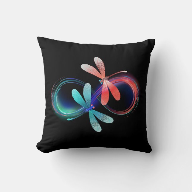 Coussin Infini avec libellules lumineuses (Recto)
