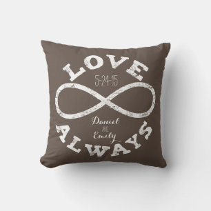 Coussin Infinity Love Mariage Noms de date, Couleur person