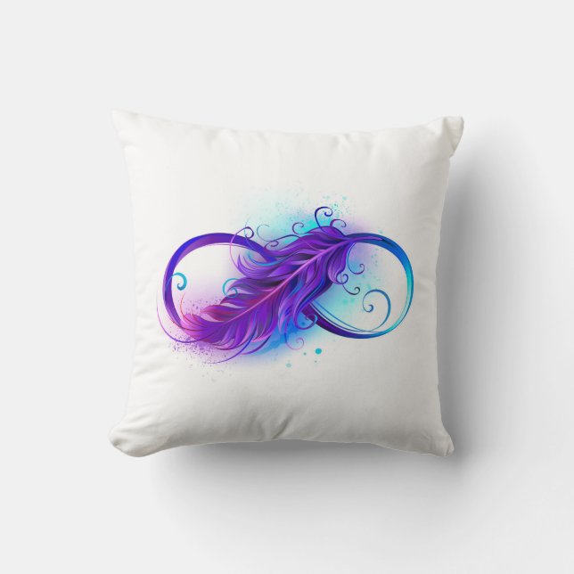 Coussin Infinity with purple feather (Recto)