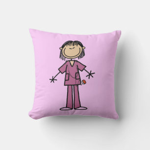 Coussin Infirmière asiatique féminine en bonhomme allumett