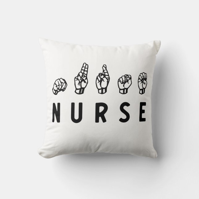 Coussin Infirmière ASL langue des signes main Nurse Grad R (Recto)