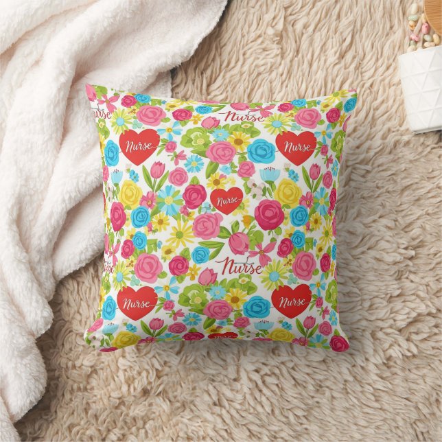 Coussin Infirmière Colorée Motif Floral (2) (Couverture)