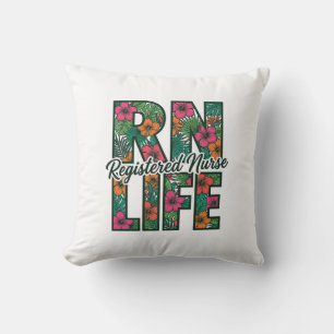 Coussin Infirmière diplômée ID vie dessin vectoriel floral