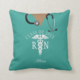 Coussin Infirmière diplômée Scrub Turquoise Top Personn
