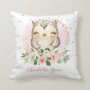 Coussin Infirmière féminine de la Chouette florale d'or 